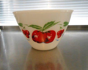 Fire King Apples and Cherries Splash Proof Bowl