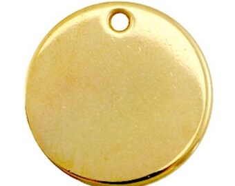 DQ metal Gravurplättchen, blank pendant-1 piece-gold-Zamak-Ø selectable (Ø:: 20 mm)
