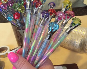 Diamond Jewel Topper Pen- Rainbow Gel Ink