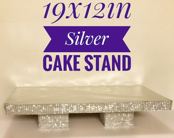 Silver 19x12in Square Cake Stand