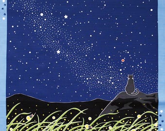 Cat Night Sky Milky Way Japanese Furoshiki Wrapping Cloth Small Price depends on order volume.