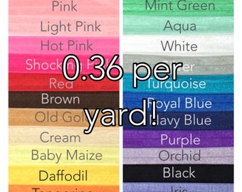 5/8 Solid Color Elastic, Solid Color FOE, FOE Elastic By the Yard, Fold Over Elastic for headband, Solid Foldover Elastic, FOE Elastic