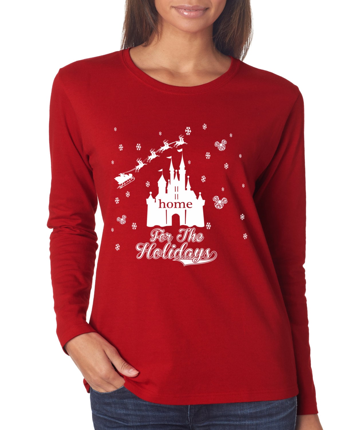 Home For The Holidays Ladies Long Sleeve Christmas TShirt