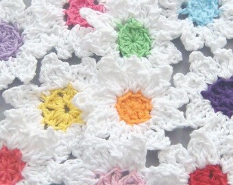 10 Handmade Crochet Flower Appliques Sewing EA169