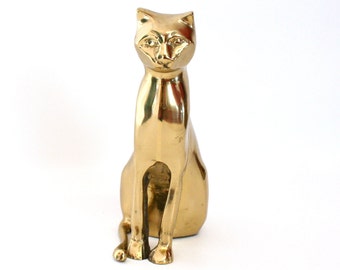 Large Brass Cat Figurine