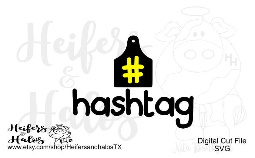 Download Cow ear tag tag hashtag digital cut file for cricut and