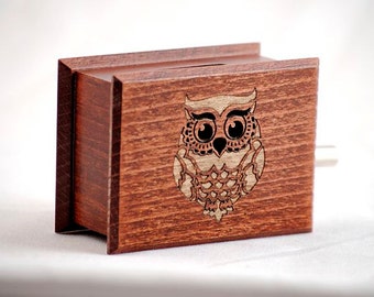 Owl decor custom music box own individual optional music