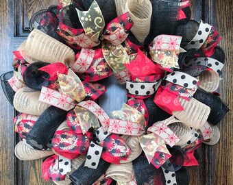 Winter wreath - christmas wreath - holiday wreath - winter decor - winter burlap wreath - winter deco mesh wreath - christmas gift - holiday