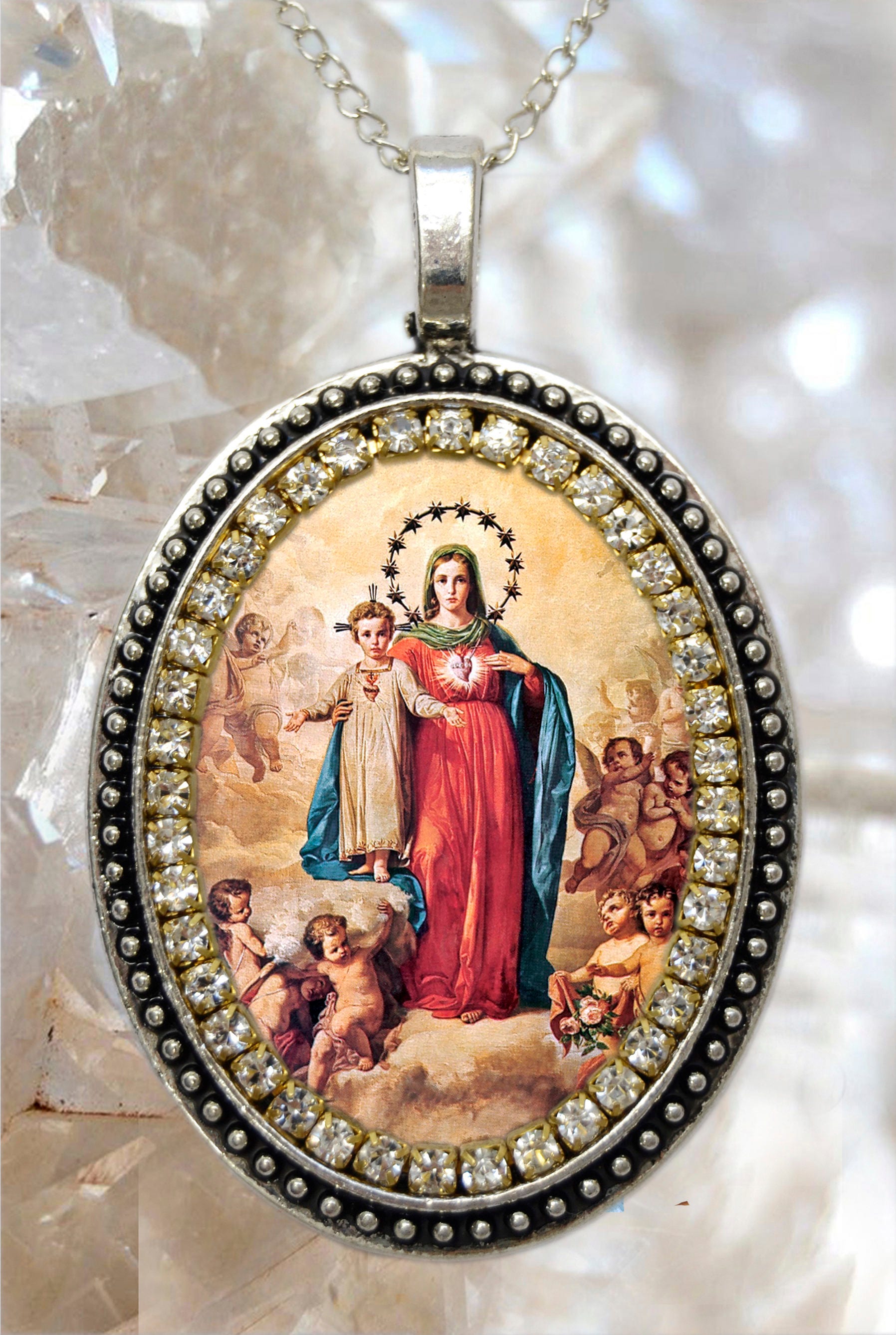 Immaculate Heart of Mary Handmade Necklace Catholic Christian Religious