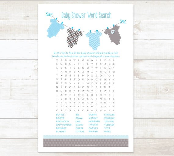 baby shower word search game baby boy shower game baby blue