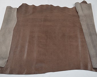 crocodile print light brown cowhide leather