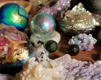 Mini rainbow moonstone moon