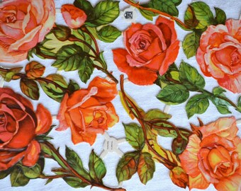 Vintage Paper Scraps - EAS Coral Tea Roses - 6 Die Cuts