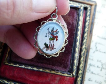 RESERVED/SOLD LISTING: Two Antique French Saint Michael Reliquaries, Miniature French Talismans, offered by RusticGypsyCreations