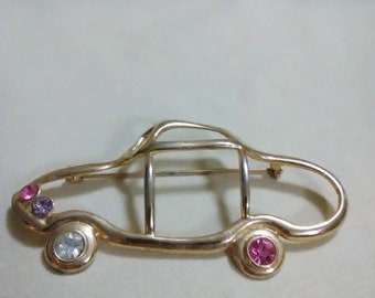 Vintage rhrinestone car brooch