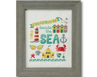 INSTANT DOWNLOAD Tiny Modernist Beside the Sea PDF counted cross stitch patterns