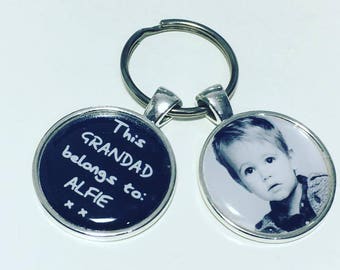 Personalised Grandad gift, Grandad photo keyring Grandad photo keychain, This Grandad belongs to....
