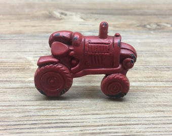 Barn Red Tractor Metal Knob - Farm Drawer Pull - Nursery Decor - Country Kitchen Cabinet Decor - Decorative Knob