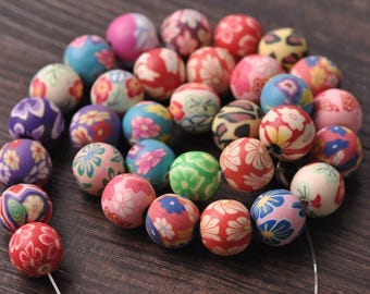 Wholesale Bulk Polymer Clay Round Beads Random Mixed - Diameter 6mm 8mm 10mm 12mm 15mm RT010~RT015
