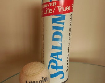 Tin Spalding Tennis Can and One White Tennis Ball
