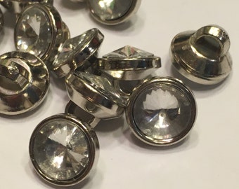 10 round acrylic rhinestone buttons, 10 mm (B7)