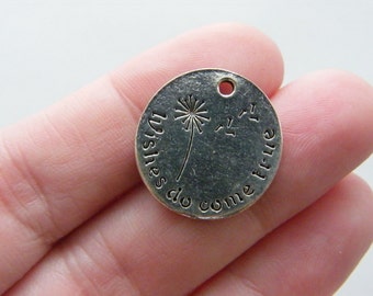 4 Wishes do come true charms antique silver tone M174