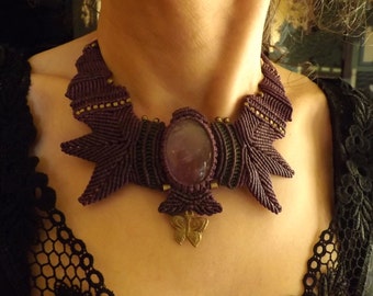 macramé necklace amethyst