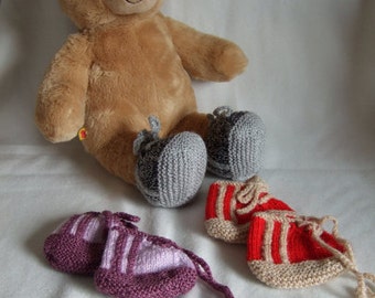 Hand Knitted 16" Teddy Bear Build a Bear Sneakers Trainers. Build a Bear Clothes. Grey Gray, Red or Purple Teddy Bear Shoes. Christmas gift