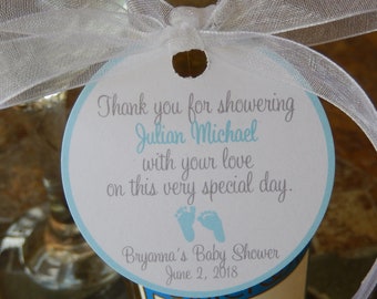 50 - Baby Shower custom 2" Thank You Favor Tags - for your Mini Wine or Champagne Bottles - Mason Jar or Cookie Gifts