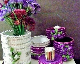 SPECIAL EVENT Decorated Re-cycled Household Cans Holds or Displays Anything Right Side Up or Upside Down!