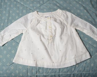 Top for a Baby Girl White with Gold Dots Size 3-6 Months by Baby Gap