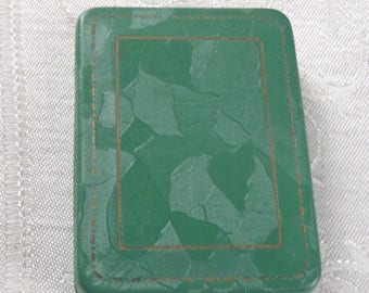Vintage Jewelry Presentation Box Green Paper Covering