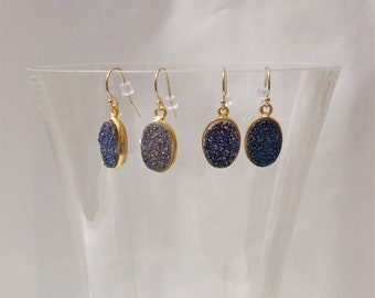 Blue Druzy Gemstone Earrings