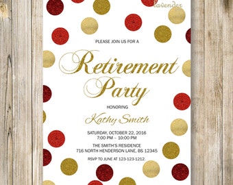 Gold CHEERS TO 30 35 YEARS Retirement Celebration Invitation
