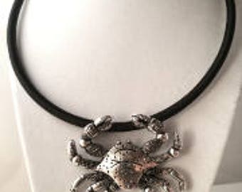 Vintage Silver New Orleans Crab Pendant Necklace