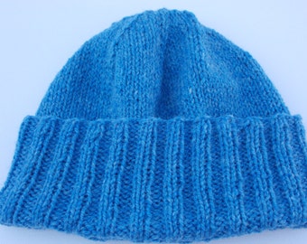Blue Knitted Watch Cap - Convertible Collection - Watch Cap - Wool - READY TO SHIP!