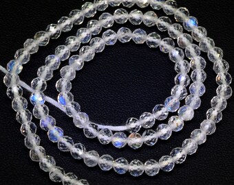 3.8MM Rainbow Moonstone Faceted Round Rondelle Bead 13.3" strand