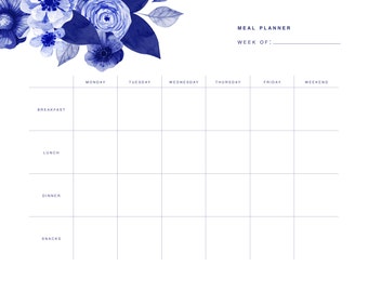 Meal Planner & Grocery List Printable, Menu Planner Printable, Shopping List Printable, Meal Plan Printable, PDF Printable, INSTANT DOWNLOAD