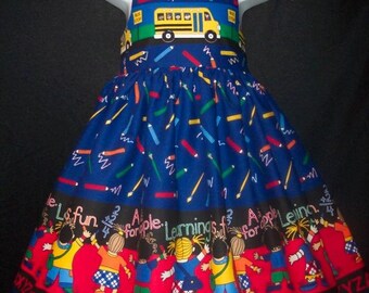 School BUS Border Dress CUSTOM Daisy Kingdom