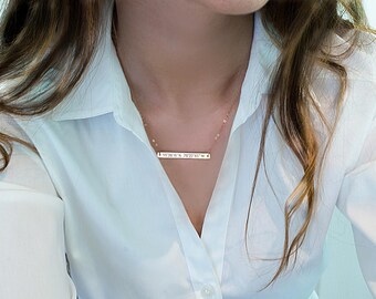 Custom coordinates necklace, Engraved Coordinates bar necklace Personalized Bridesmaids gift Coordinate jewelry Location necklace Bridesmaid