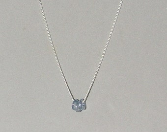 Slate Blue Glass Rondells Necklace