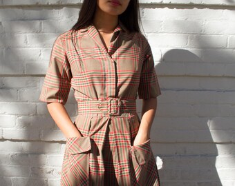 vintage 1960s I.Magnin Sherlock Plaid Dress
