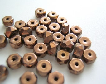 Faceted Bronze 6mm Glass Czech Rondelles/Discs