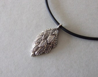 Rustic Leaf Necklace - silver leaf necklace , rustic necklace , woodland necklace , silver rustic necklace , gift for her , christmas gift