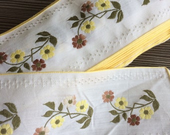 17.4 meters Vintage floral yellow green woven ribbon trim 66mm