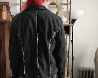 Black studded denim jacket