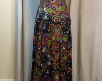 Vintage Long Black Flower Child Hippie Dress Junior Size 7 Wiggle Dress Previously 30 Dollars ON SALE (ss)