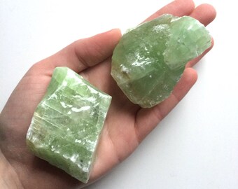 Green calcite large raw natural one stone 3"