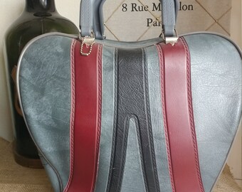 Vintage BRUNSWICK bowling bag (blue with black and red stripes)
