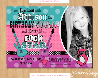 rockstar invitation rockstar birthday rock star invitation rocker invitation rock star birthday rock star party rockstar party girl photo